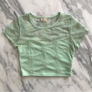 Pin and Needles Floral Sheer Crop Top